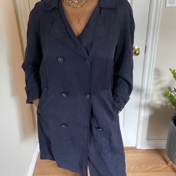 TOPSHOP | Oversized Navy Blue Trench | Size 10 - Picture 7 of 13